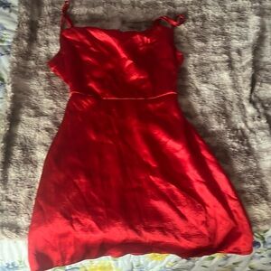 Red satin dress
